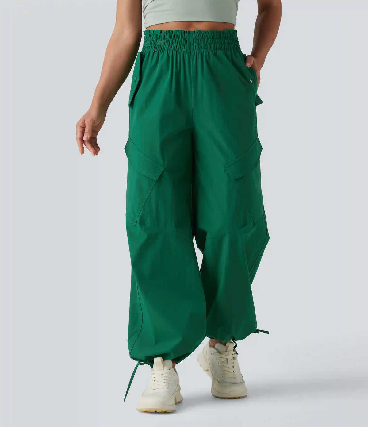 Lettuce Trim High Waisted Workout Cargo Pants with Pockets