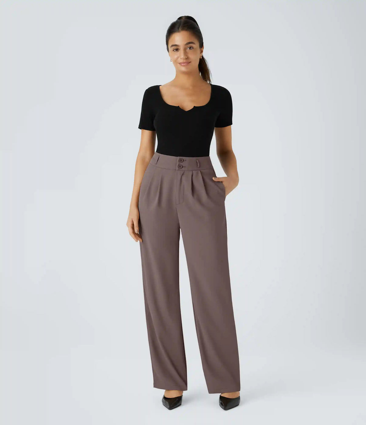 Halara Flex™ High Waisted Zipper Pocket Shirred Straight Leg Work Pants