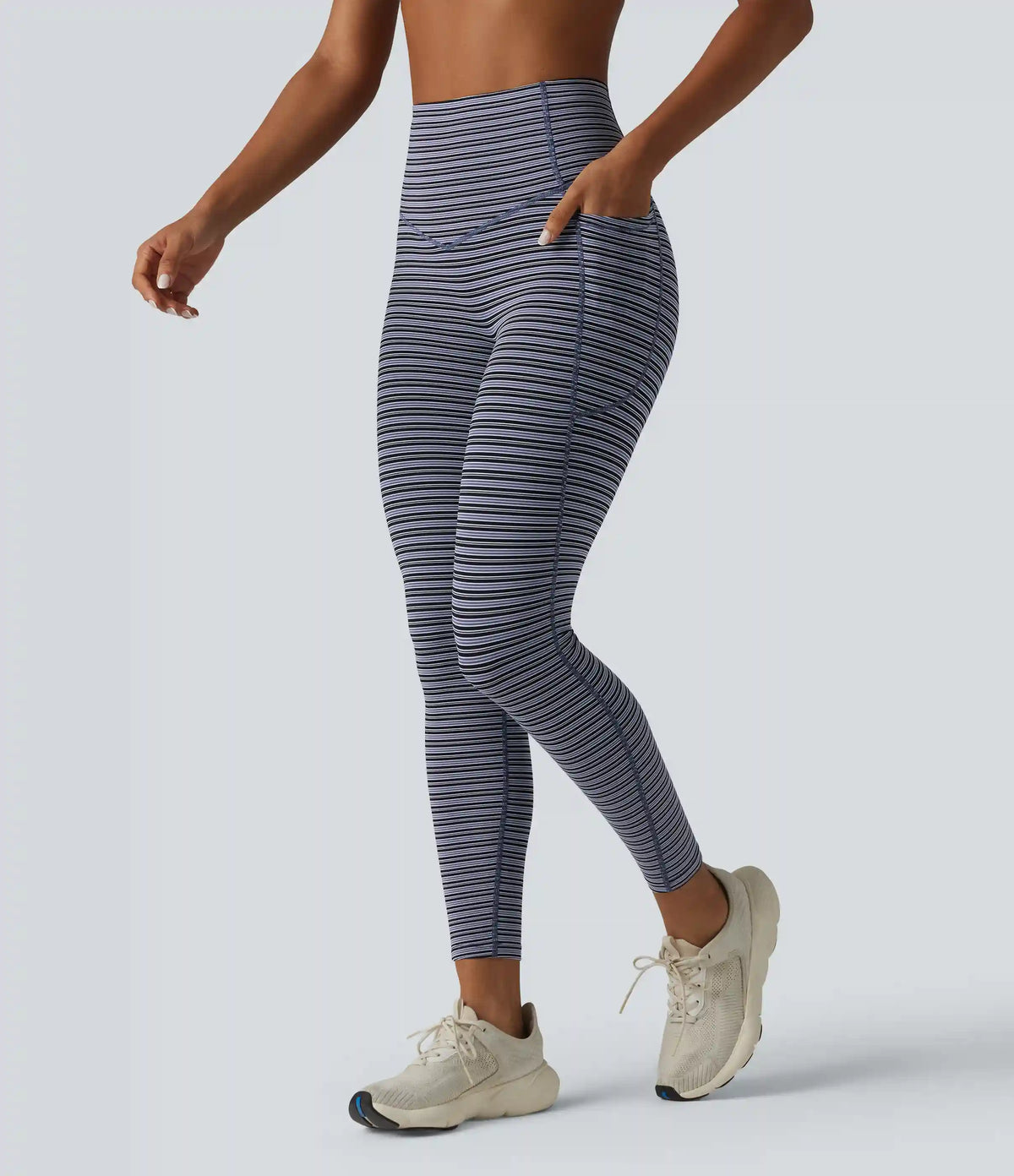 Halara UltraSculpt™ Jacquard Stripe High Waisted Tummy Control Running Leggings with Pockets