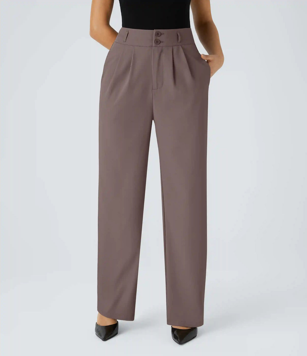 Halara Flex™ High Waisted Zipper Pocket Shirred Straight Leg Work Pants