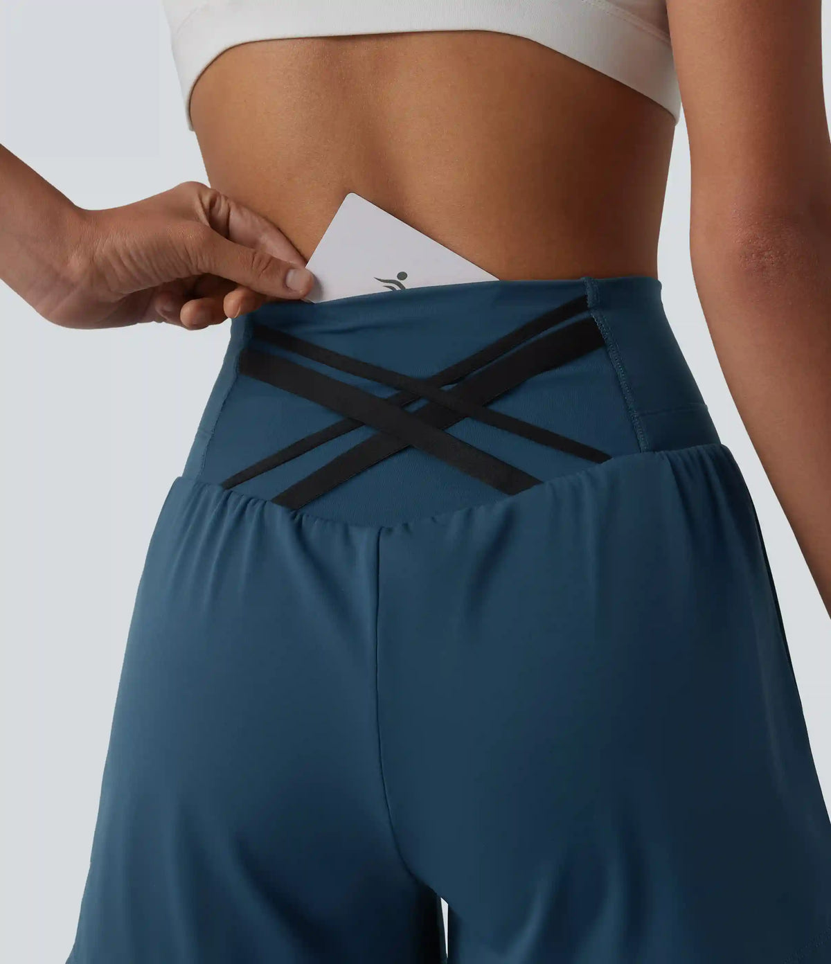 SoftlyZero™ Airy High Waisted Crossover Back 2-in-1 InstantCool Yoga Shorts with Pocket