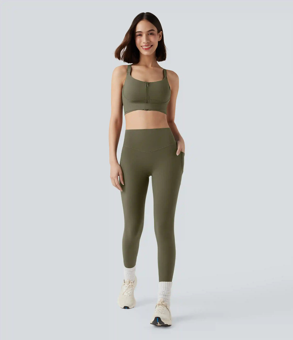 SpeedWave™ Medium Support Push Up Zipper Adjustable Buckle Quick Dry Running Sports Bra
