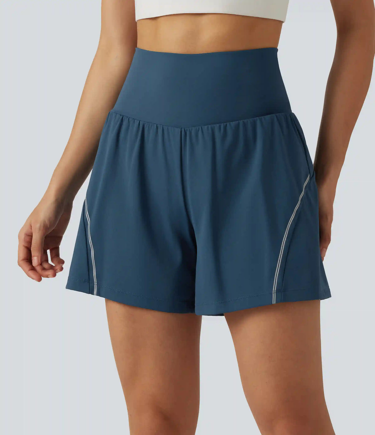 SoftlyZero™ Airy Reflective High Waisted 2-in-1 InstantCool Yoga Shorts 5'' with Pockets