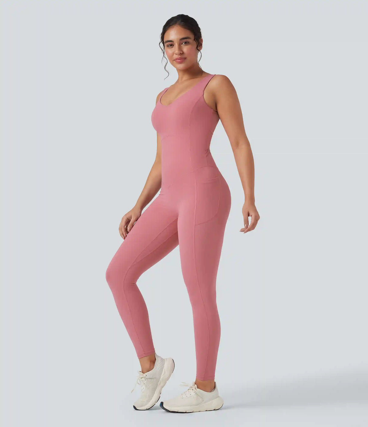 Halara UltraSculpt™ V Neck Tummy Control Butt Lifting Workout Jumpsuit with Pockets
