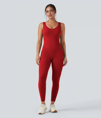 Halara UltraSculpt™ V Neck Tummy Control Butt Lifting Workout Jumpsuit with Pockets