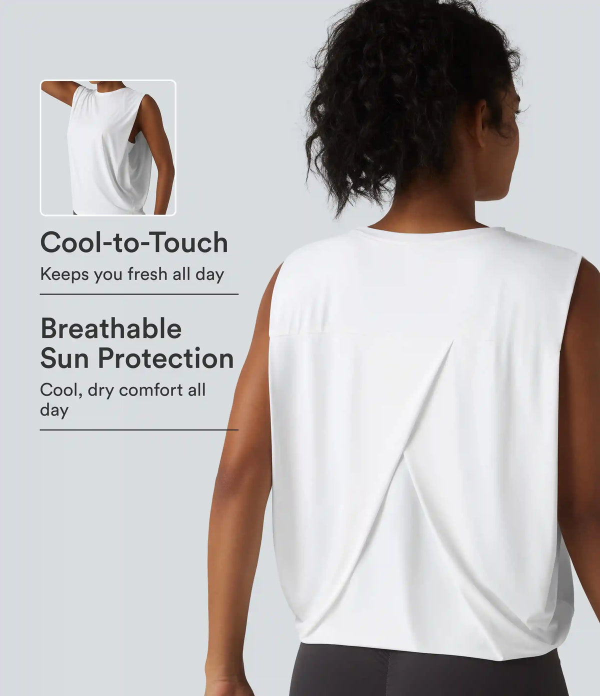 Round Neck Crossover InstantCool Yoga Tank Top-UPF50+