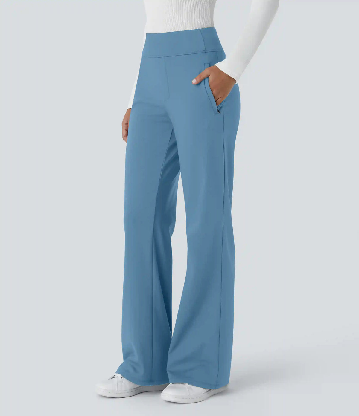 Halara Flex™ DayStretch Mid Rise Side Zipper Pocket Work Flare Pants