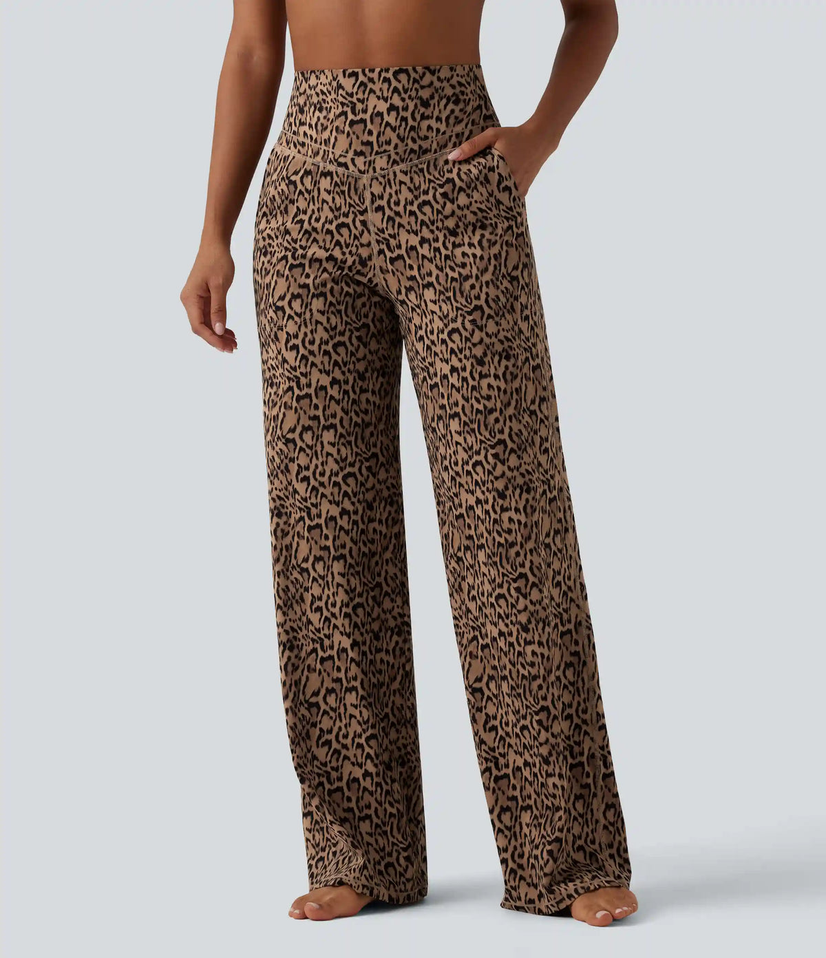Halara UltraSculpt™ Leopard Print High Waisted Tummy Control Straight Leg Yoga Pants with Pockets