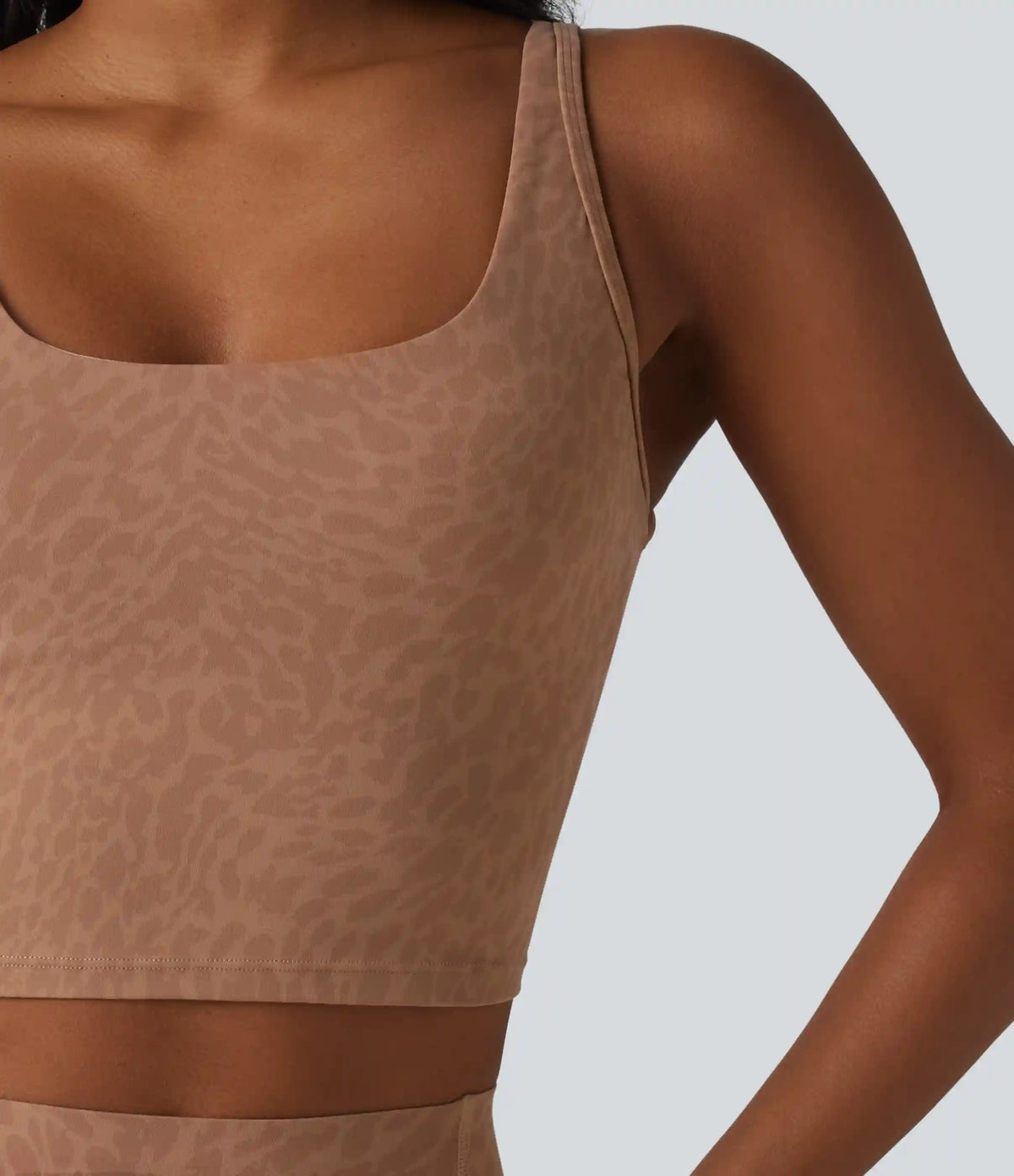 Halara UltraSculpt™ Leopard Print U Neck Built-in Bra Cut Out Cropped Yoga Tank Top