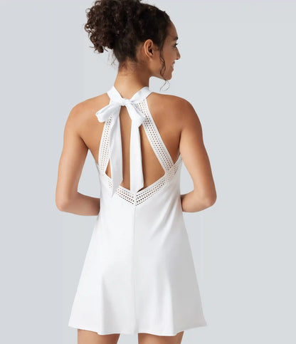 SoftlyZero™ Airy Tie Back Built-in Bra 2-in-1 InstantCool Mini Yoga Active Dress with Pocket-Longer Length