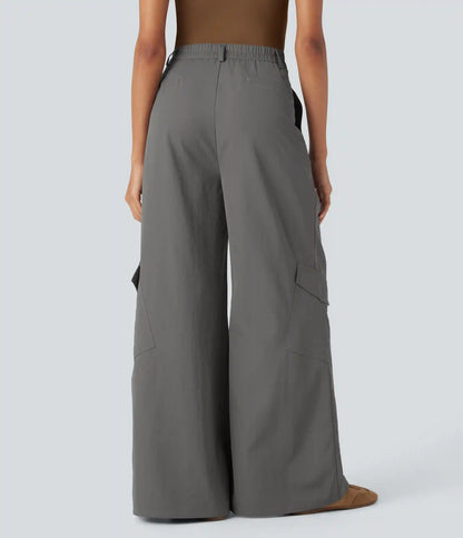High Waisted Wide Leg Casual Cargo Pants with Pockets