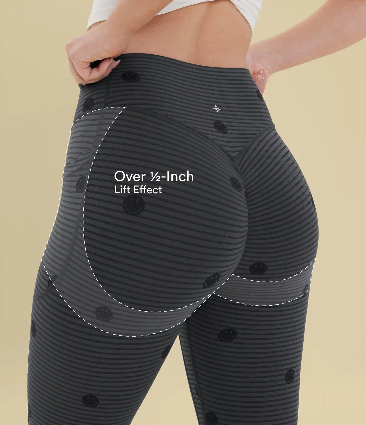 Halara X Smiley® Halara UltraSculpt™ Stripe Print High Waisted Scrunch Butt Lifting Tummy Control Training Leggings with Pockets