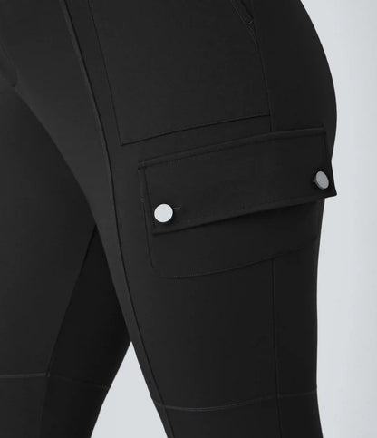 DayStretch High Waisted Zipper Pockets Solid Slim Hiking Plus Size Cargo Pants