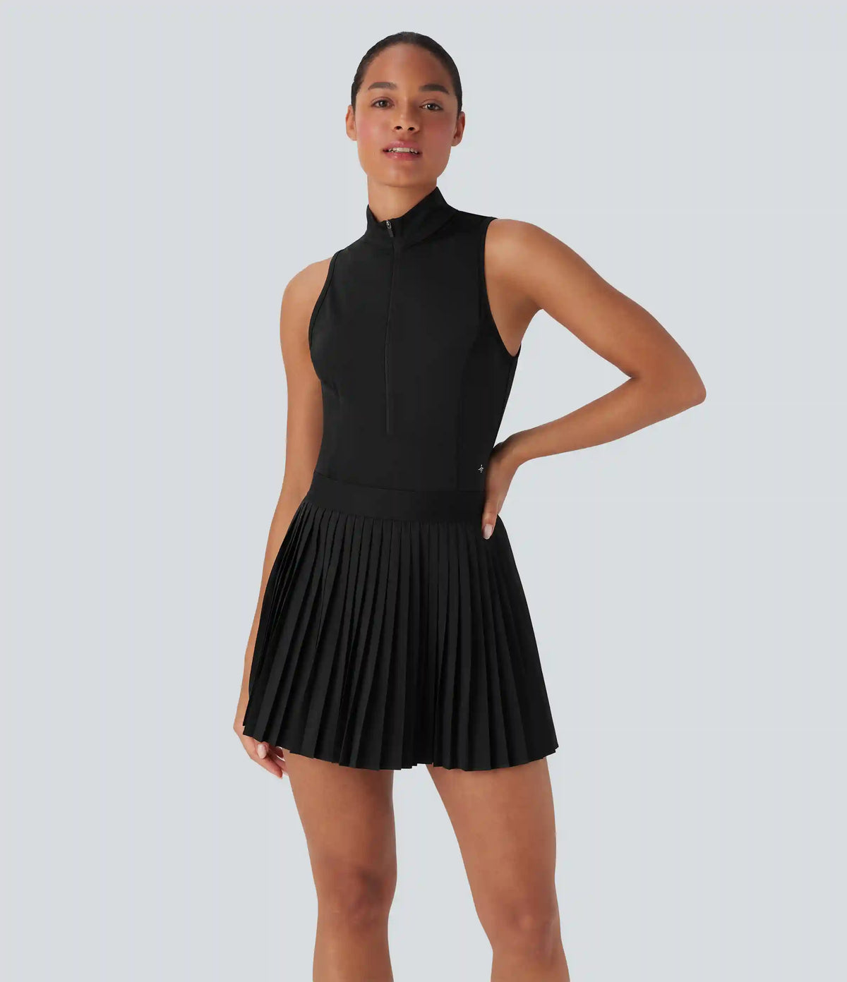 Breezeful™ Sleeveless Cut Out 2-in-1 Pleated Quick Dry Mini Tennis Active Dress with Pockets