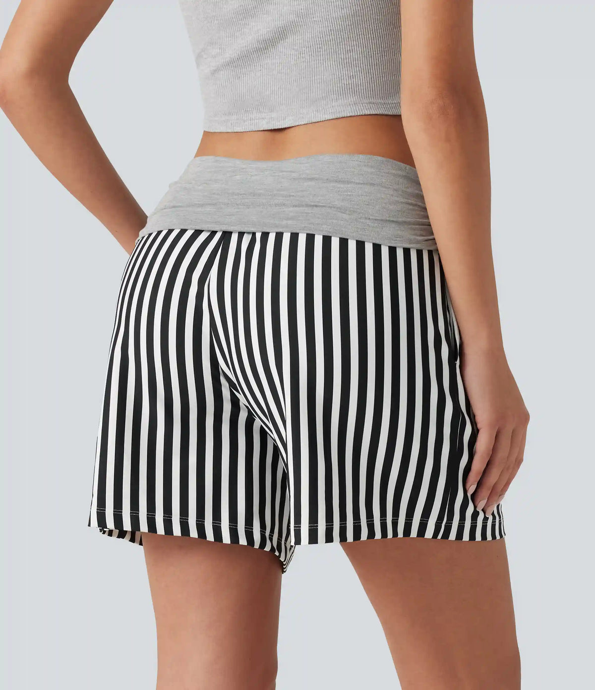 Low Rise Ruched Stripes Resort Baggy Shorts with Pockets