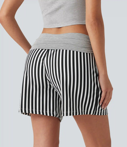 Low Rise Ruched Stripes Resort Baggy Shorts with Pockets