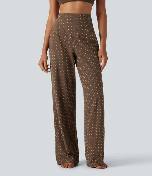 Halara UltraSculpt™ Flocked High Waisted Tummy Control Straight Leg Polka Dot Yoga Pants with Pockets