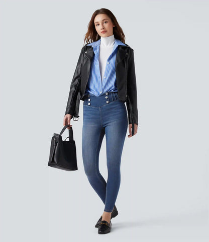 Halara Flex™ High Waisted Tummy Control Skinny Denim Casual Leggings with Pockets