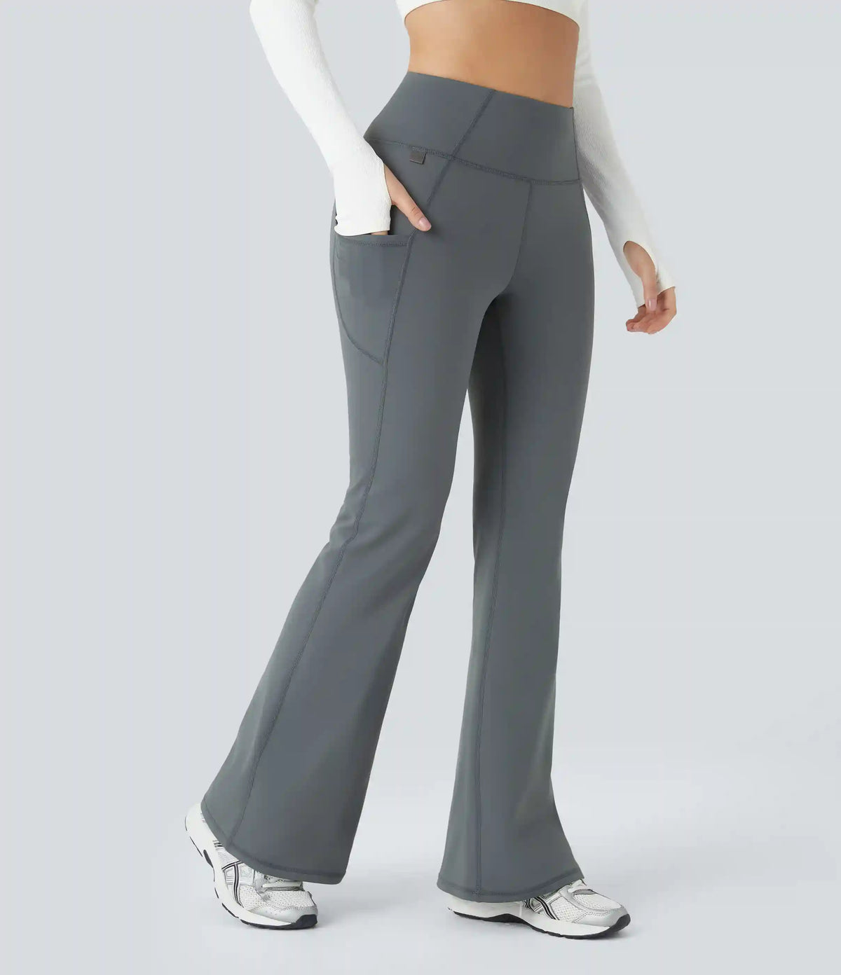 High Waisted Pocket Thermal Yoga Flare Leggings