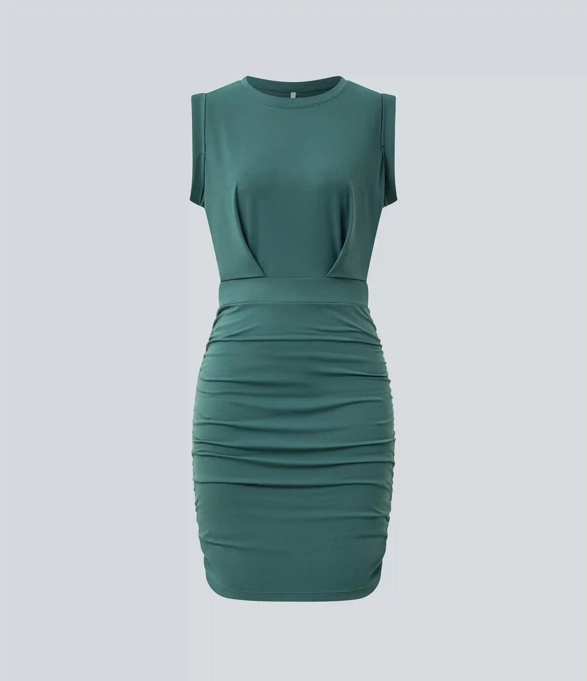 SoftlyZero™ Airy Round Neck Sleeveless Ruched InstantCool Bodycon Mini Party Dress