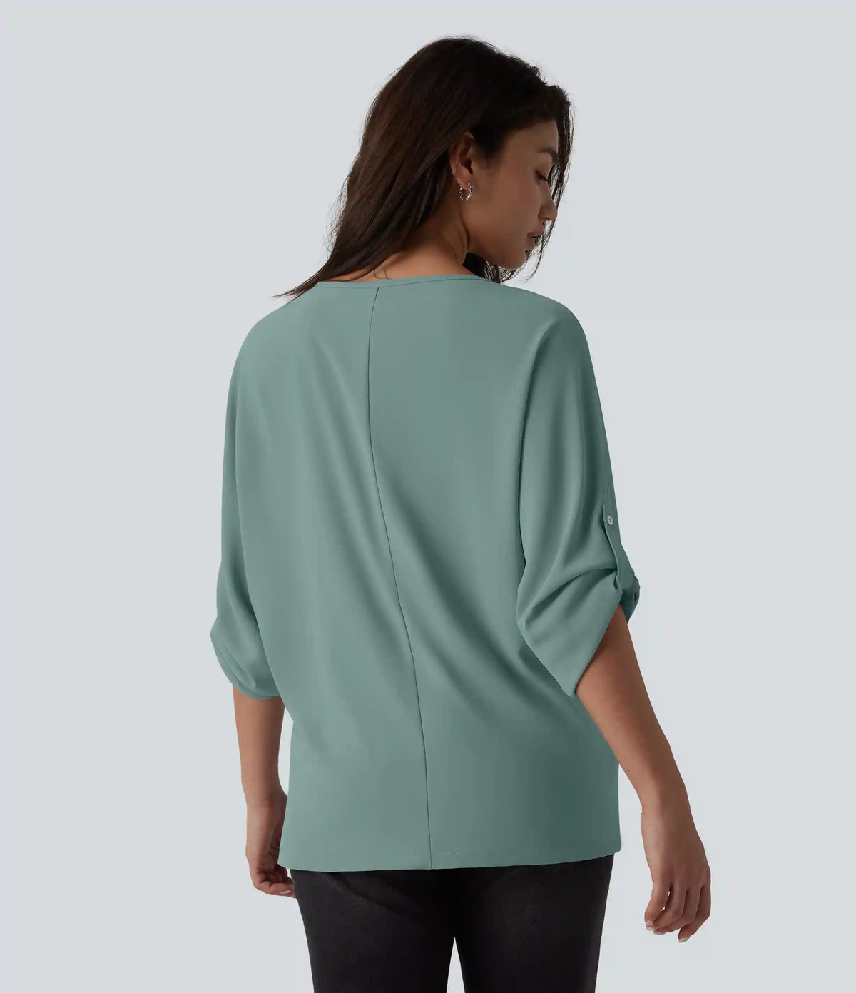 Wrinkle Recovery V Neck Long Sleeve Work Blouse