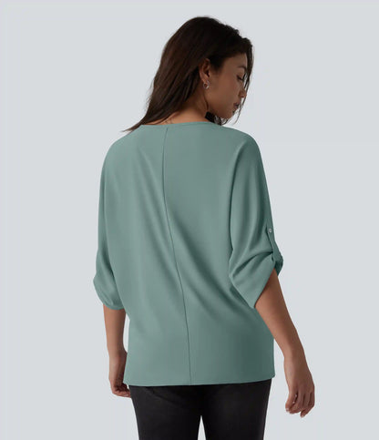 Wrinkle Recovery V Neck Long Sleeve Work Blouse