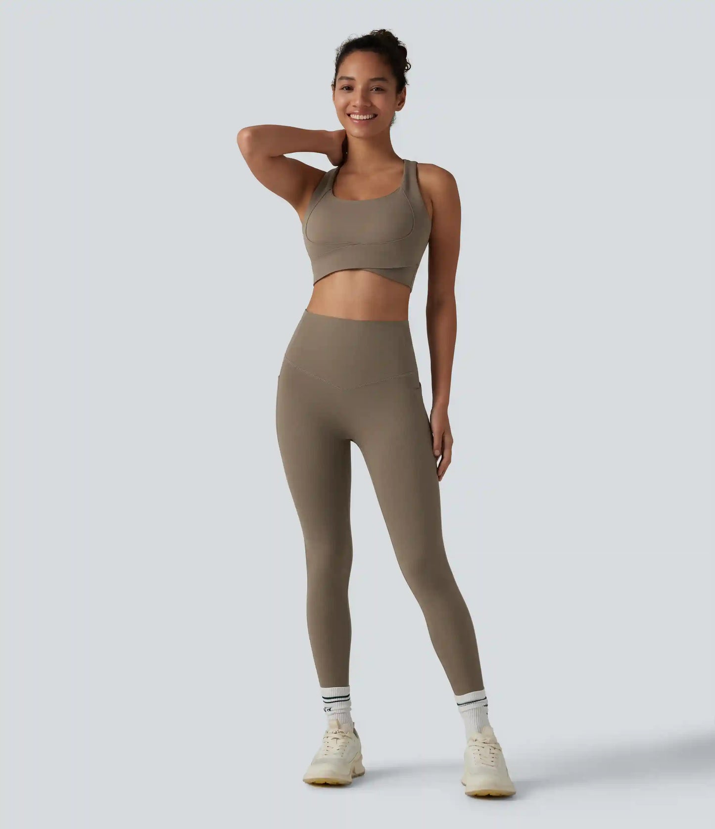 Halara UltraSculpt™ Ribbed High Waisted Tummy Control Yoga Leggings with Pockets