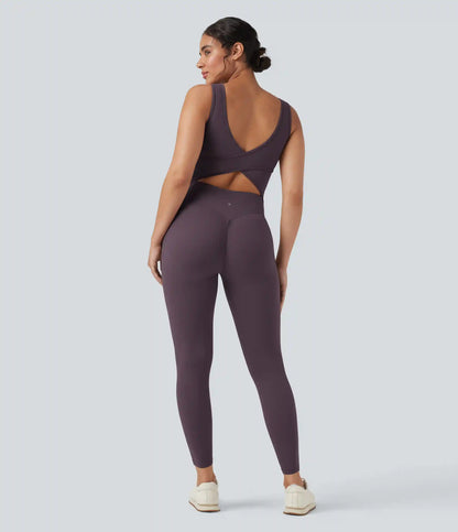 Halara UltraSculpt™ V Neck Tummy Control Butt Lifting Workout Jumpsuit with Pockets