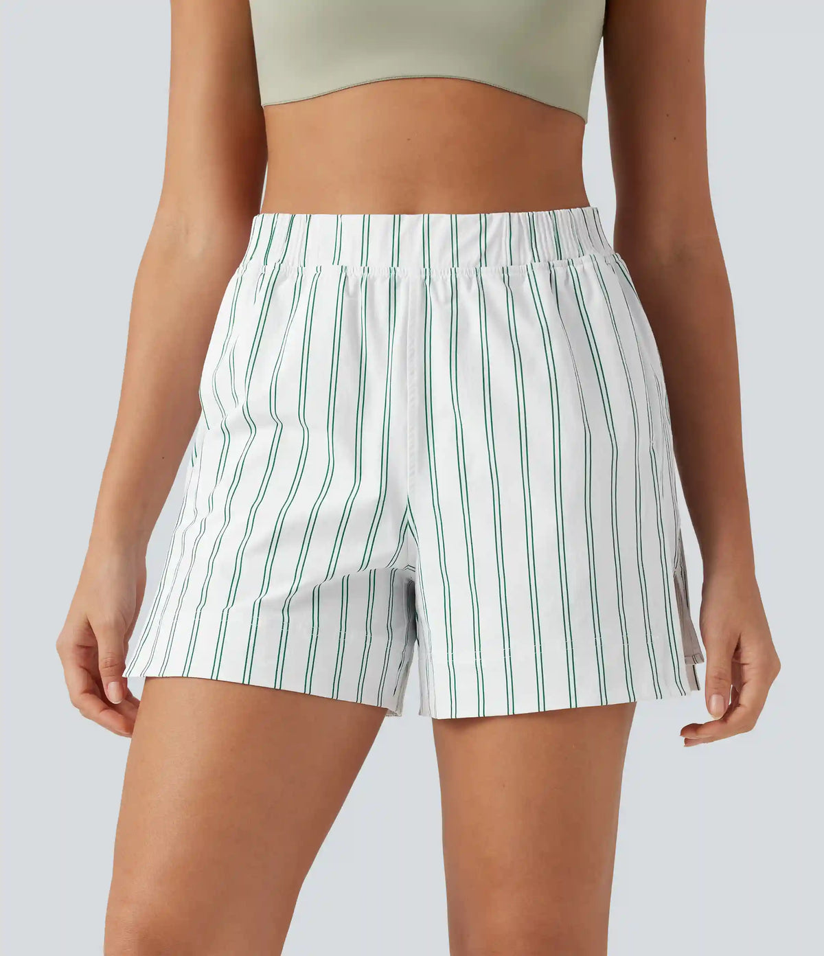 High Waisted Split Stripe Tennis Shorts with Pockets 4''