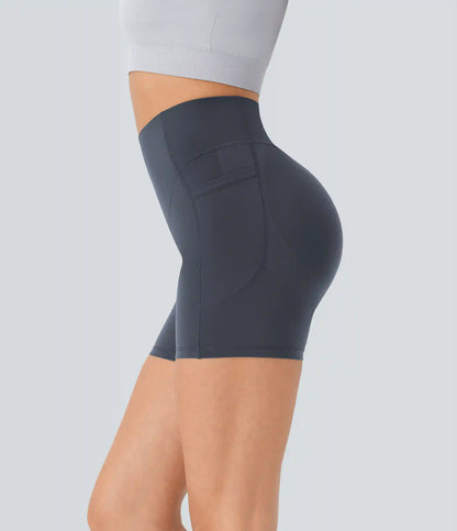 Halara UltraSculpt™ High Waisted Scrunch Butt Lifting Tummy Control Pocket Shaping Workout Biker Shorts 5''