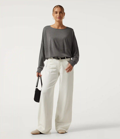 Round Neck Long Sleeve Relaxed Casual Top