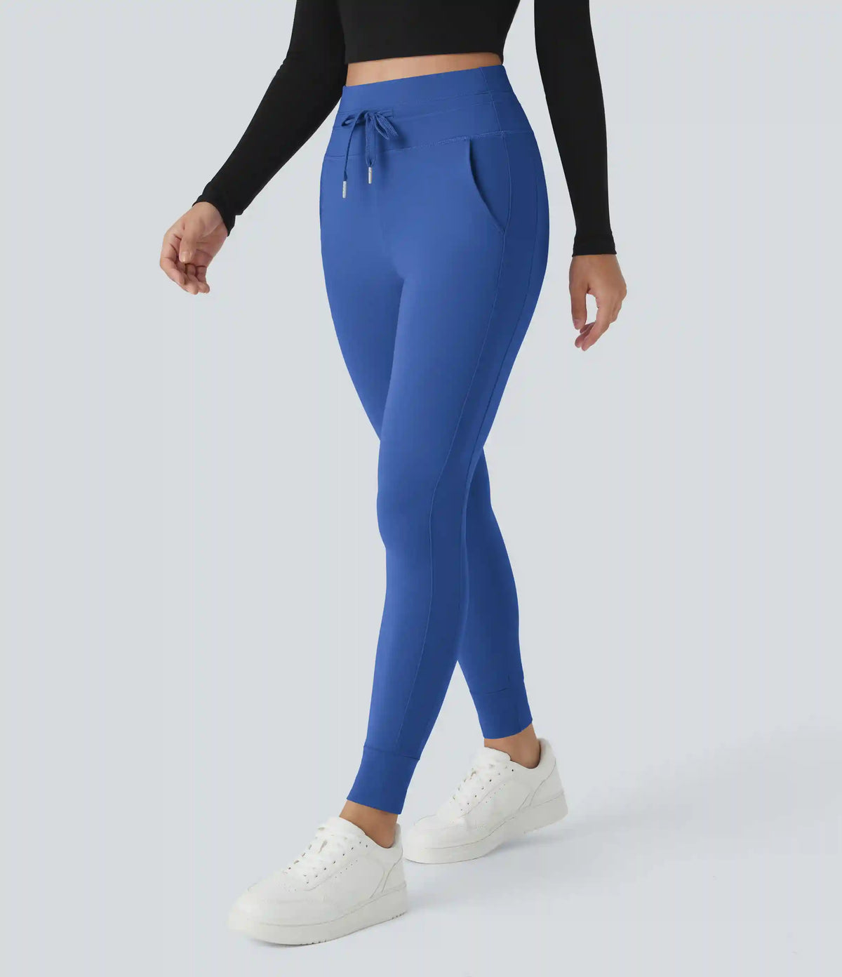 SoftlyZero™ Plush High Waisted Drawstring Pocket Plain Full Length Joggers