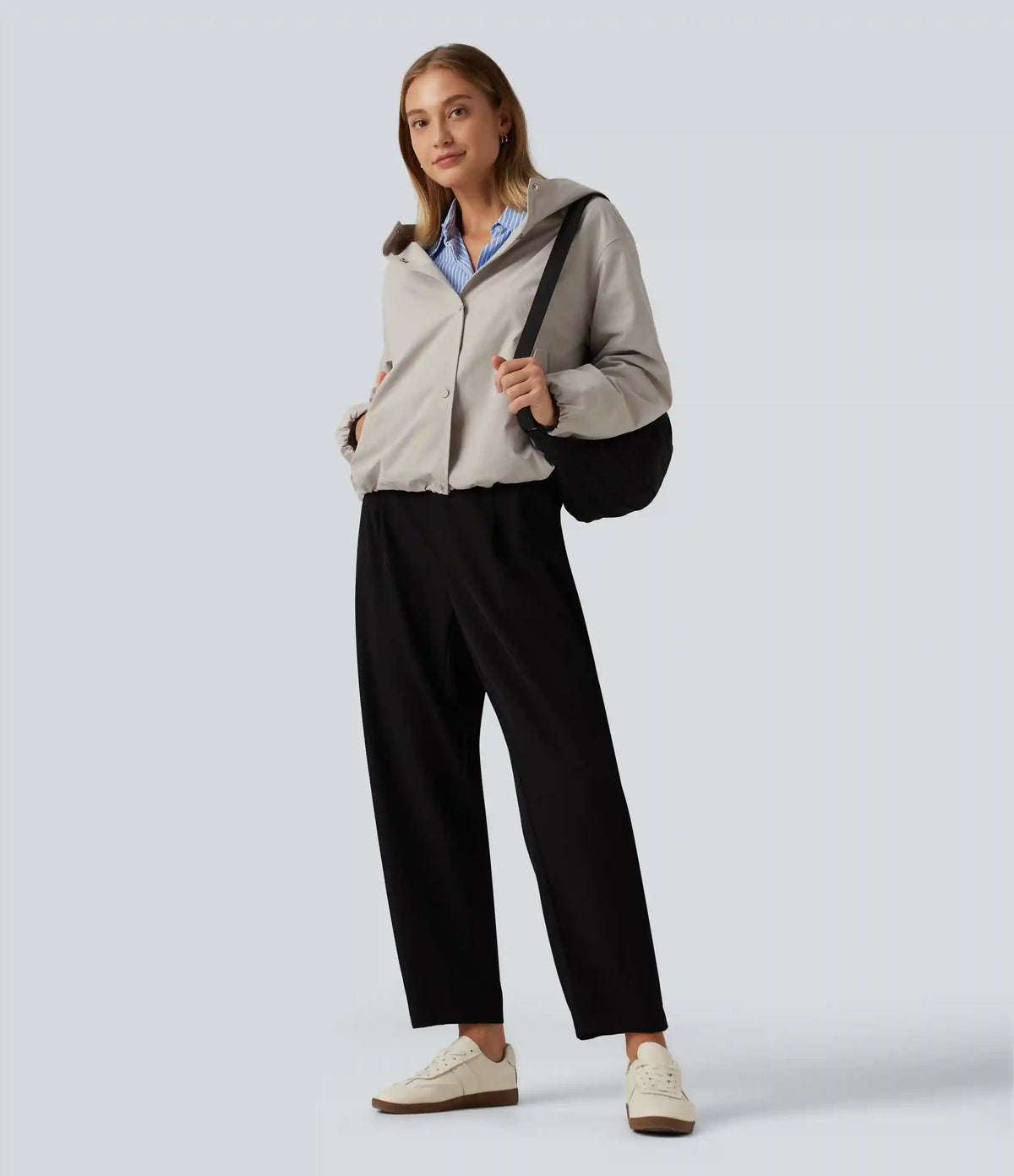 Hooded Long Sleeve Casual Jacket with Pockets