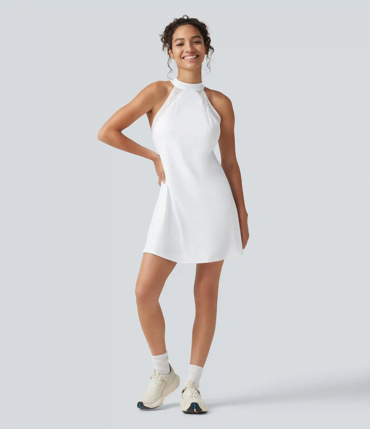 SoftlyZero™ Airy Tie Back Built-in Bra 2-in-1 InstantCool Mini Yoga Active Dress with Pocket-Longer Length