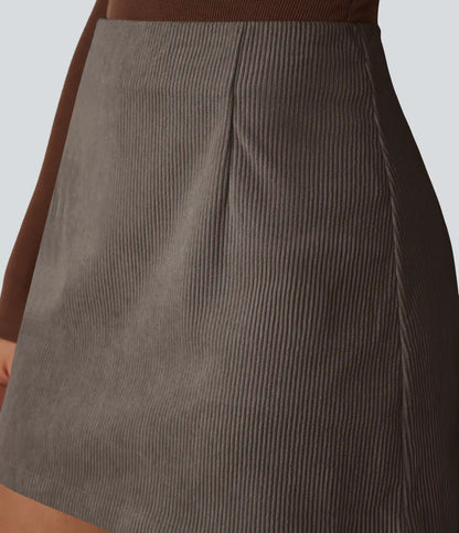 High Waisted 2-in-1 A Line Mini Corduroy Casual Skirt
