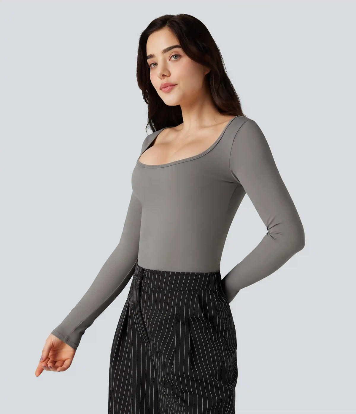 SoftlyZero™ Airy Scoop Neck Long Sleeve Work T-Shirt