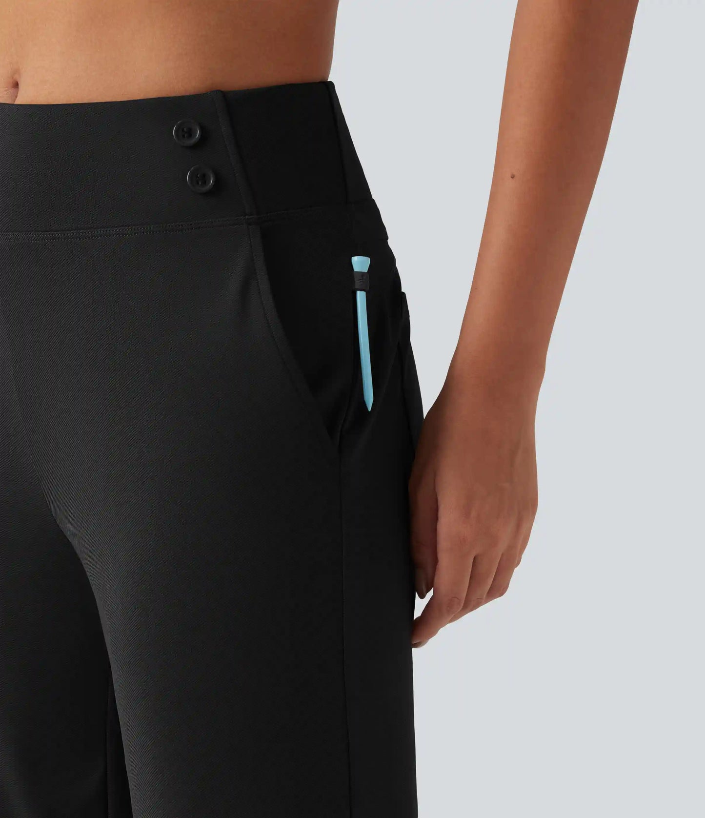 Mid Rise Quick Dry Capri Golf Pants with Pockets-UPF40+
