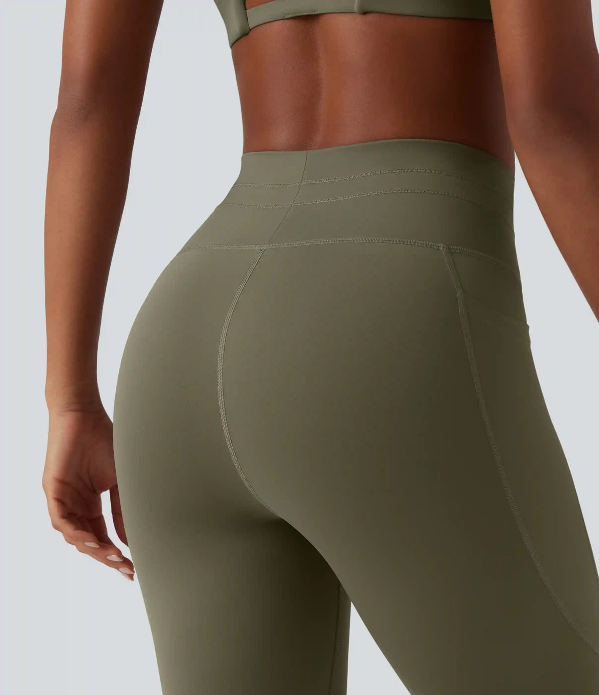 High Waisted Drawstring Plain Yoga 7/8 Leggings with Pockets