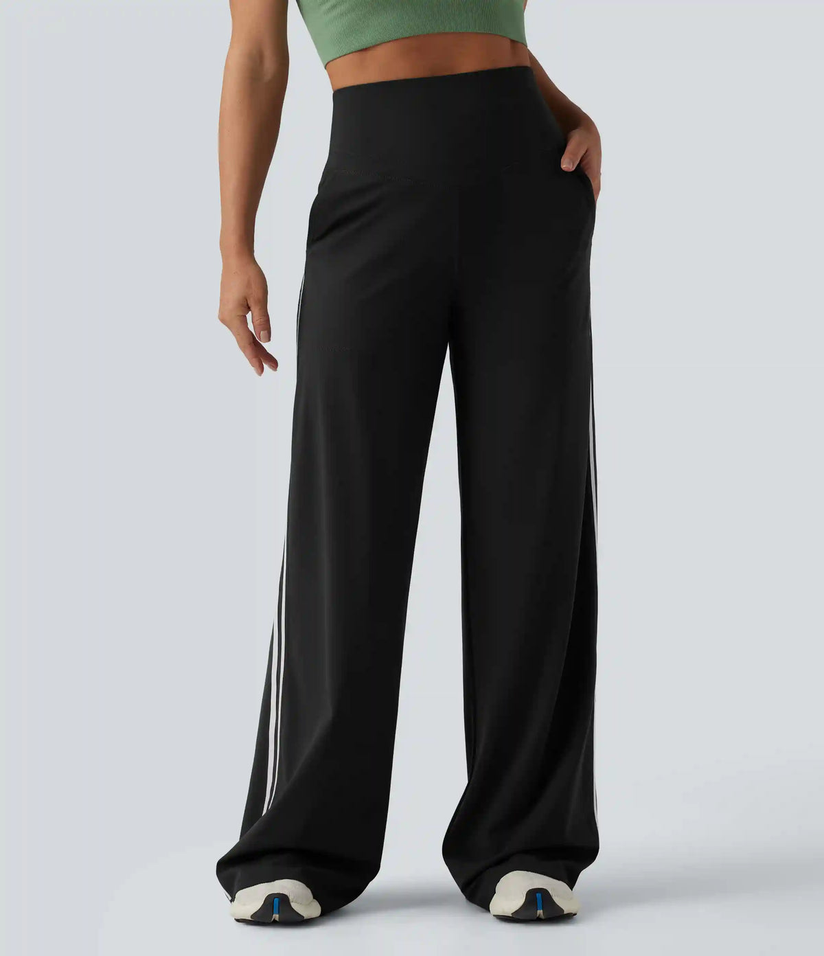 Halara UltraSculpt™ High Waisted Tummy Control Color Block Stripes Yoga Baggy Pants with Pockets