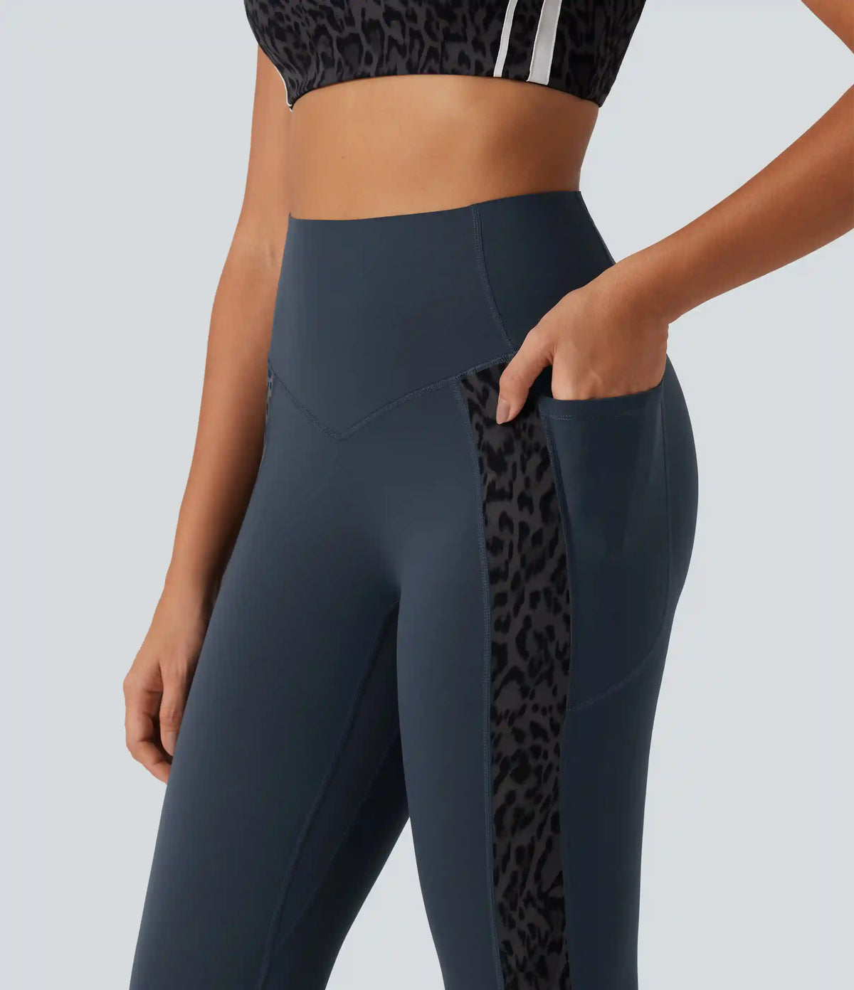 Halara UltraSculpt™ Leopard Print High Waisted Tummy Control Butt Lifting Yoga Leggings with Pockets