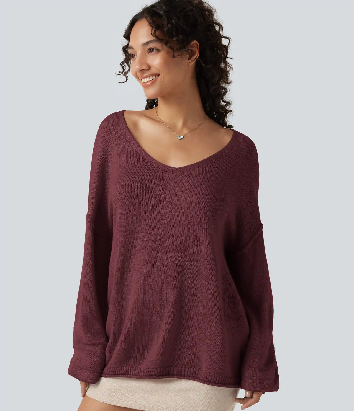 V Neck Long Sleeve Casual Sweater