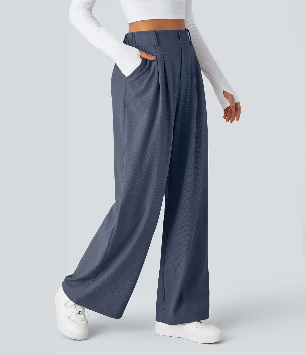 Halara Flex™ High Waisted Pocket Wide Leg Waffle Work Pants