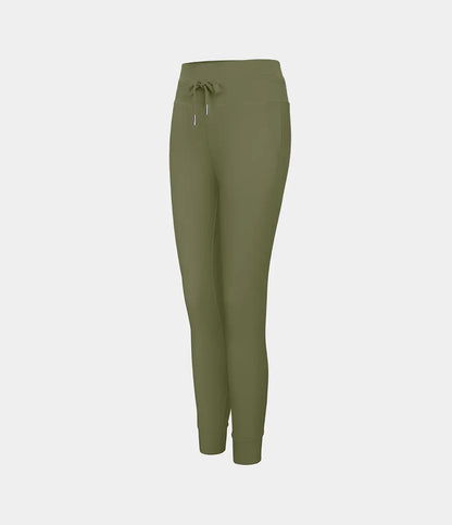 SoftlyZero™ Plush High Waisted Drawstring Pocket Plain Full Length Joggers