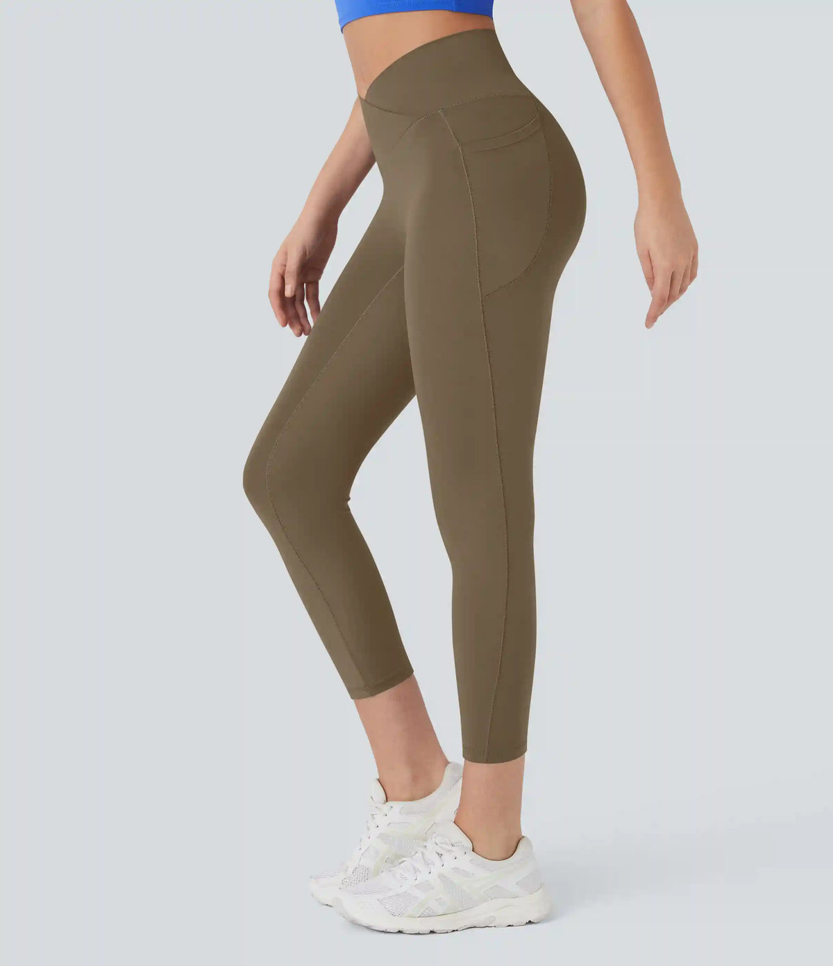 SoftlyZero™ High Waisted Crossover Pocket Capri Yoga Leggings