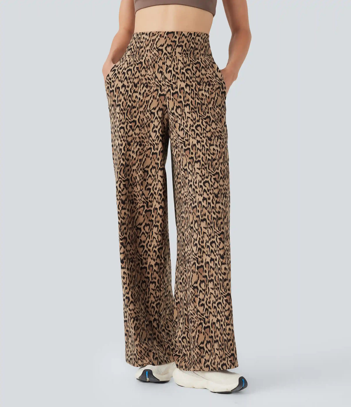 Halara UltraSculpt™ Leopard Print High-waisted Wide Leg Yoga Pants with Pockets