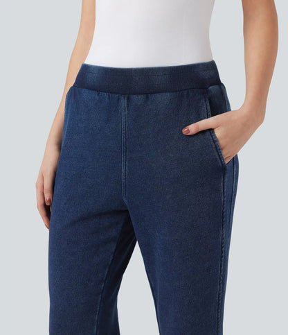 Halara Flex™ Mid Rise French Terry Casual Flare Sweatpants Jeans with Pockets