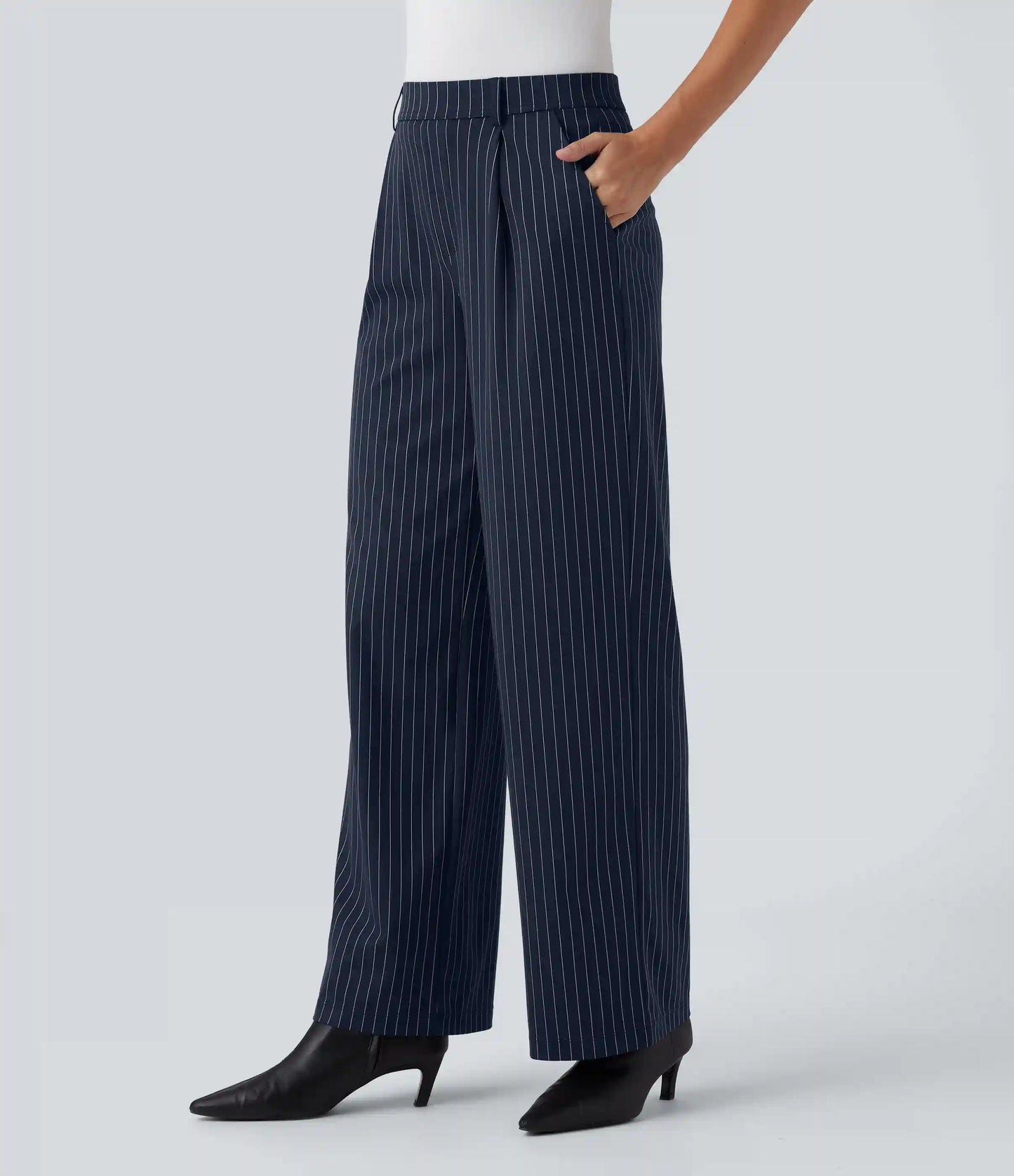 Halara Flex™ High Waisted Straight Leg InstantCool Stripe Work Pants with Pockets