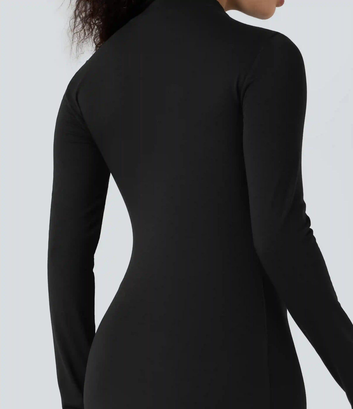 Mock Neck Long Sleeve Midi Casual Dress