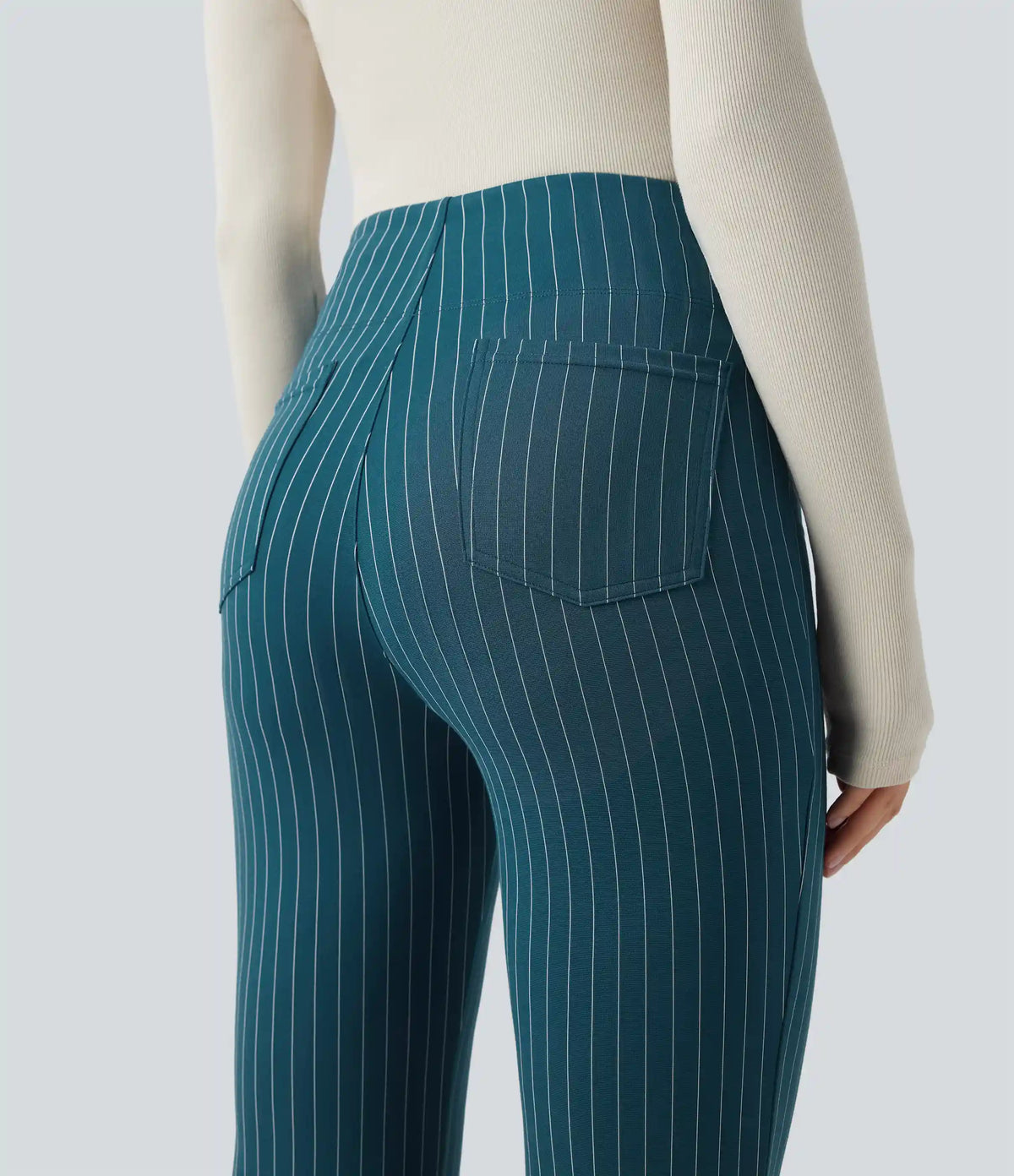 Halara Flex™ High Waisted Striped Work Flare Pants with Pockets