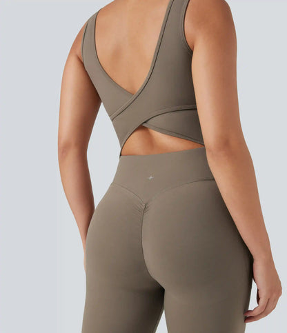 Halara UltraSculpt™ V Neck Tummy Control Butt Lifting Workout Jumpsuit with Pockets